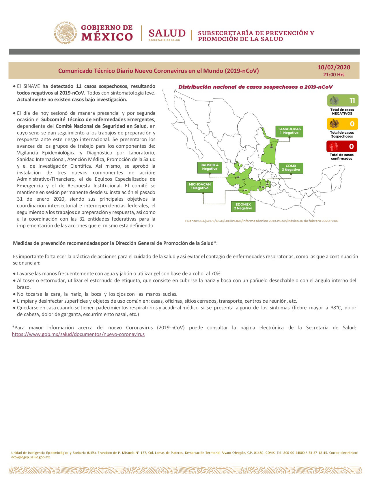 Comunicado Técnico Diario Nuevo Coronavirus En El Mundo (COVID-19 ...